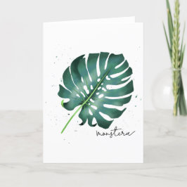 Monstera Green Tropical Leaf Illustration Feiertagskarte