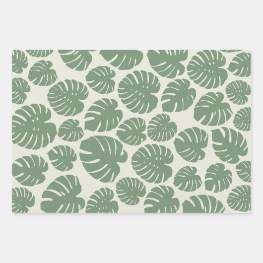 Monstera - grün geschenkpapier set (Vorderseite)