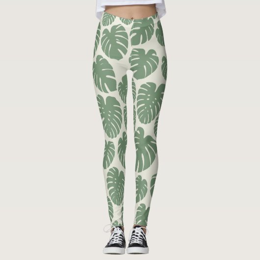 Monstera - grün leggings (Vorderseite)