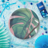 Monstera grünes Blatt Pappteller (Party)