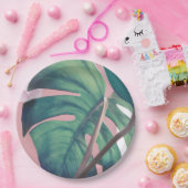 Monstera grünes Blatt Pappteller (Party)