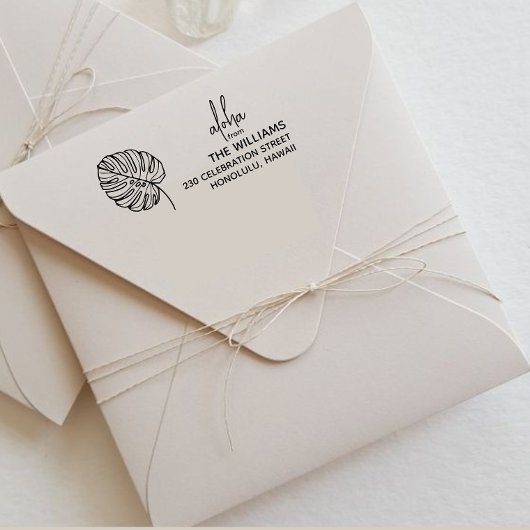 Monstera Hawaii Rücksendeadresse Briefmarke Permastempel