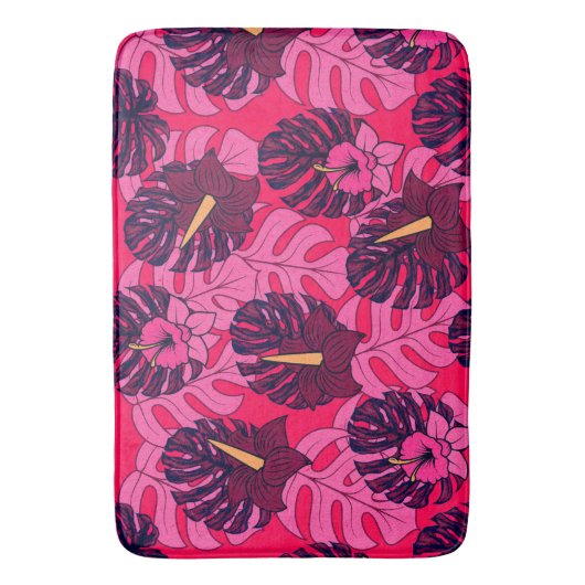 Monstera Hibiscus Spa Badematte (Vorderseite Vertikal)