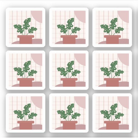 Monstera House Pflanze Frames Bohemisch Sticker (Vorderseite)