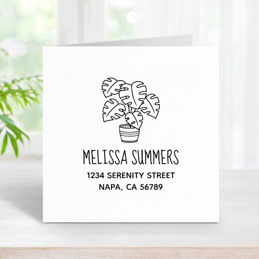 Monstera Housepflanzenadresse Gummistempel