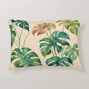 Monstera Houseplant Boho Wasserfarbe Kunst Dekokissen