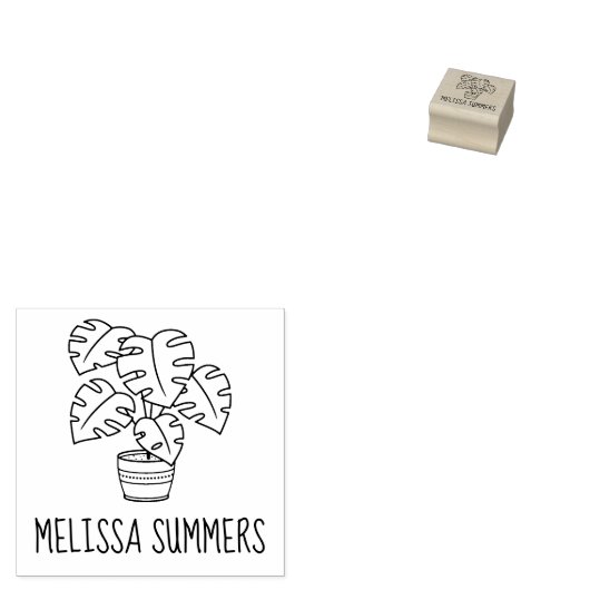 Monstera Houseplant Individuelle Name 1x1 Gummistempel (Stempel)