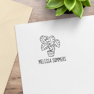 Monstera Houseplant Individuelle Name 1x1 Gummistempel