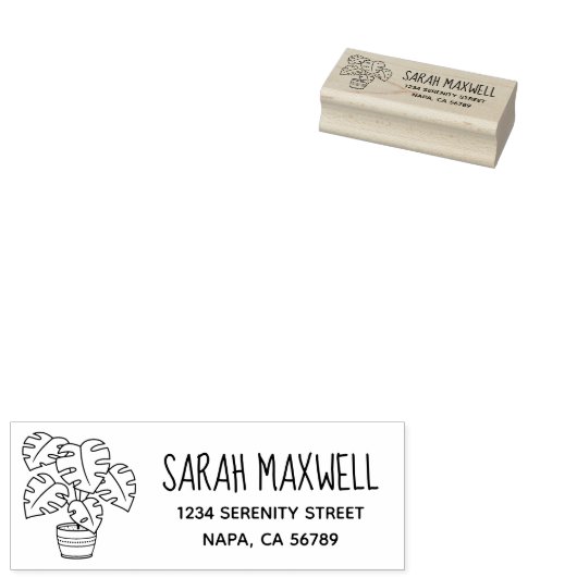 Monstera Houseplant Rücksendeadresse Gummistempel (Stempel)