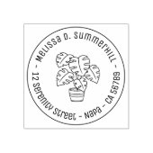 Monstera Houseplant Runde Adresse Gummistempel (Prägung)
