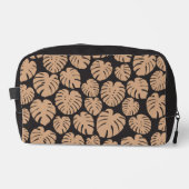 Monstera in Beige und Schwarz Waschbeutel (Vorderseite)