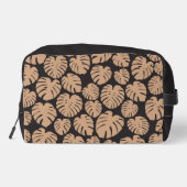 Monstera in Beige und Schwarz Waschbeutel (Rückseite)
