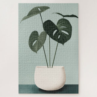 Monstera in einem weißen Topf Puzzle