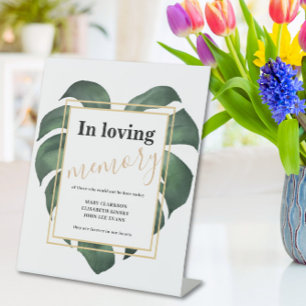 Monstera In liebevoller Erinnerung Hochzeit Sockelschild