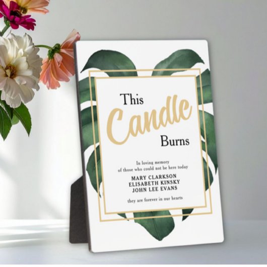 Monstera In loving memory wedding sign Tabletop Fotoplatte