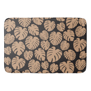 Monstera in Tan und Schwarz Badematte