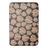 Monstera in Tan und Schwarz Badematte (Vorderseite Vertikal)