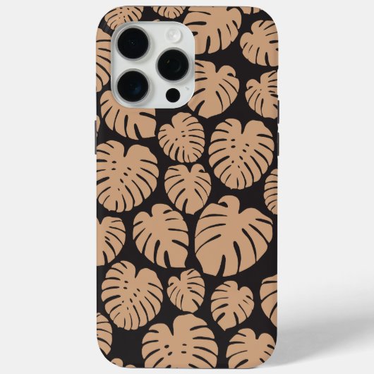 Monstera in Tan und Schwarz Case-Mate iPhone Hülle (Rückseite)
