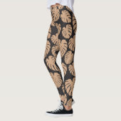 Monstera in Tan und Schwarz Leggings (Links)