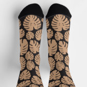 Monstera in Tan und Schwarz Socken (Oben)