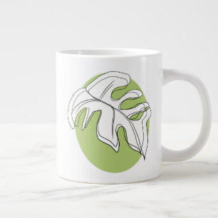 Monstera Leaf Abstrakte Pflanze Illustration Green Jumbo-Tasse