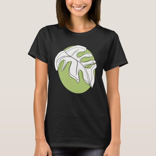 Monstera Leaf Abstrakte Pflanze Illustration Green T-Shirt (Vorderseite)