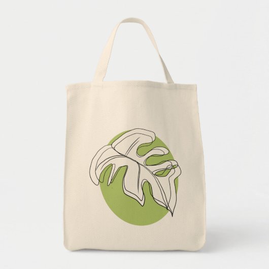 Monstera Leaf Abstrakte Pflanze Illustration Green Tragetasche (Vorne)