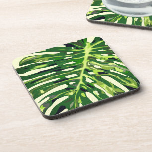 Monstera Leaf Beverage Coaster Blätter Grün Getränkeuntersetzer