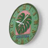 Monstera Leaf Botanical Große Wanduhr (Winkel)