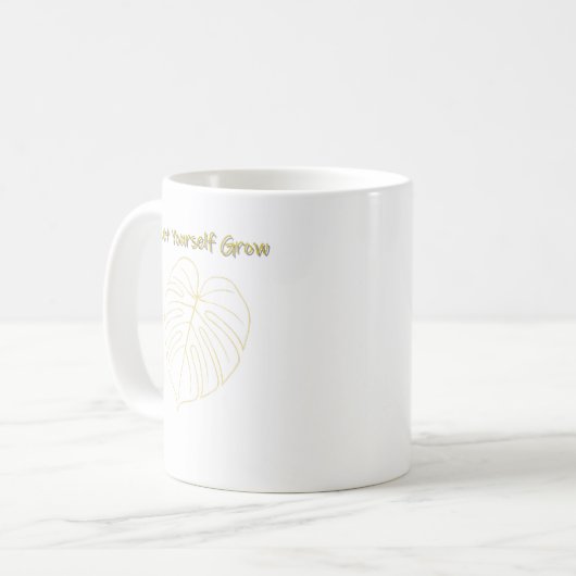 Monstera Leaf Design. Let Yourself Grow Kaffeetasse (Vorderseite Links)