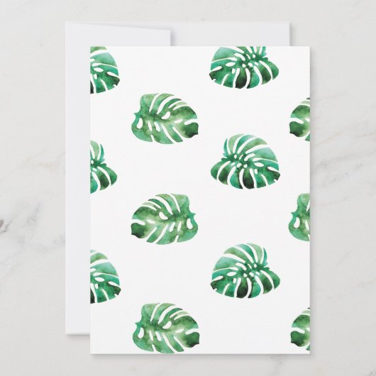 Monstera Leaf Einladung zur Hochzeit (Rückseite)