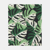 Monstera Leaf Exotic Black Pattern Fleecedecke (Vorderseite)