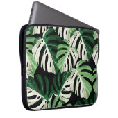 Monstera Leaf Exotic Black Pattern Laptopschutzhülle (Vorne Rechts)