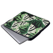 Monstera Leaf Exotic Black Pattern Laptopschutzhülle (Vorne Knopf)