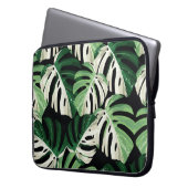 Monstera Leaf Exotic Black Pattern Laptopschutzhülle (Vorderseite Links)