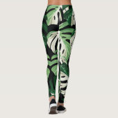 Monstera Leaf Exotic Black Pattern Leggings (Rückseite)
