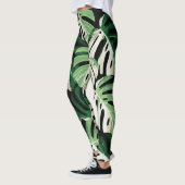 Monstera Leaf Exotic Black Pattern Leggings (Links)