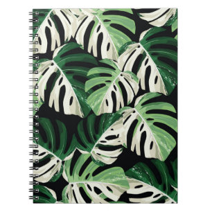 Monstera Leaf Exotic Black Pattern Notizblock