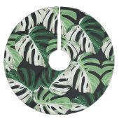 Monstera Leaf Exotic Black Pattern Polyester Weihnachtsbaumdecke (Vorderseite)