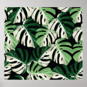 Monstera Leaf Exotic Black Pattern Poster (Vorne)