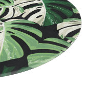Monstera Leaf Exotic Black Pattern Schneidebrett (Ecke)