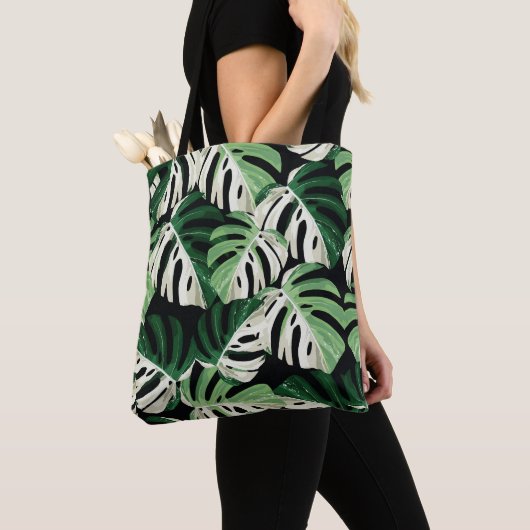 Monstera Leaf Exotic Black Pattern Tasche (Von Nahem)