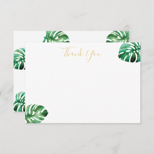 Monstera Leaf Flat Danke Karte (Vorne/Hinten)