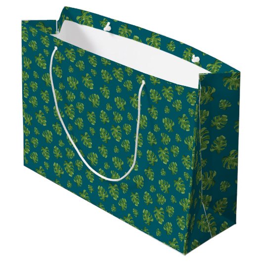 Monstera Leaf Gift Bag Große Geschenktüte (Rückseite Schrägansicht)