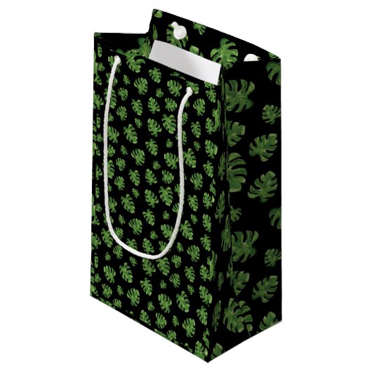Monstera Leaf Gift Bag Kleine Geschenktüte (Vorderseite Schrägansicht)