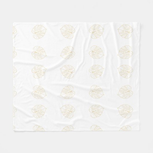 Monstera Leaf Gold Design.  Fleecedecke (Vorderseite (Horizontal))