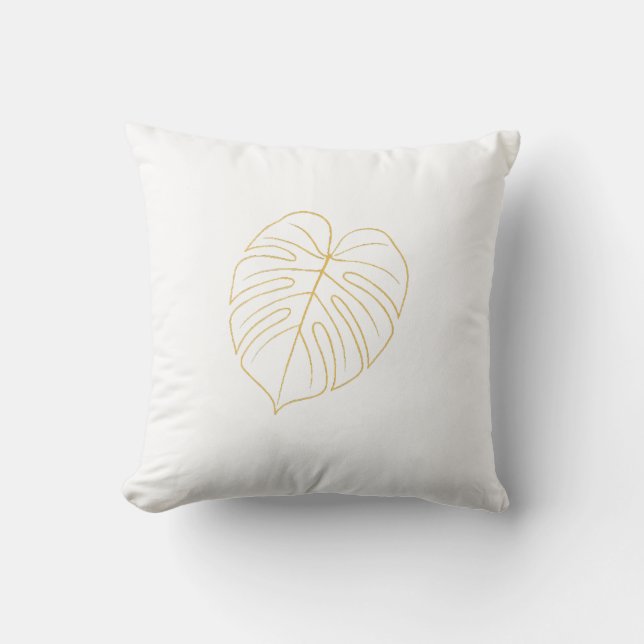 Monstera Leaf Gold Design.  Kissen (Vorderseite)