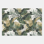Monstera Leaf & Gold Majesty Palm Leaf Grüne Geschenkpapier Set (Vorderseite 2)