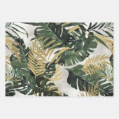 Monstera Leaf & Gold Majesty Palm Leaf Grüne Geschenkpapier Set (Vorderseite)