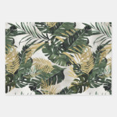 Monstera Leaf & Gold Majesty Palm Leaf Grüne Geschenkpapier Set (Vorderseite 3)